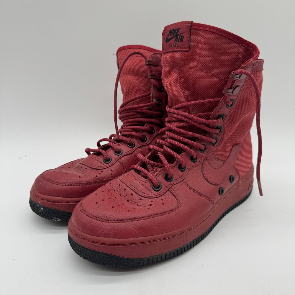 Nike SF Air Force 1 High Womens US 9 Cedar Red Black Sneakers Missing Straps